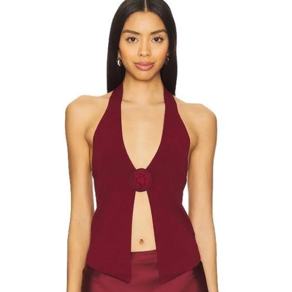 Elegant Burgundy Halter Top